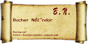 Bucher Nándor névjegykártya